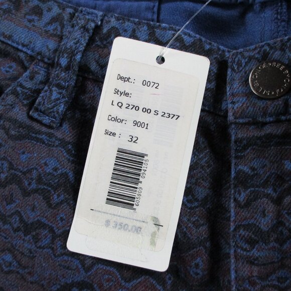 NWT See By Chloe Jeans Womens 32 Blue Space Dye Printed Patterned Skinny $350 - Picture 7 of 14